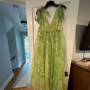 Staud Dandelion Ombre Green Floral Dress